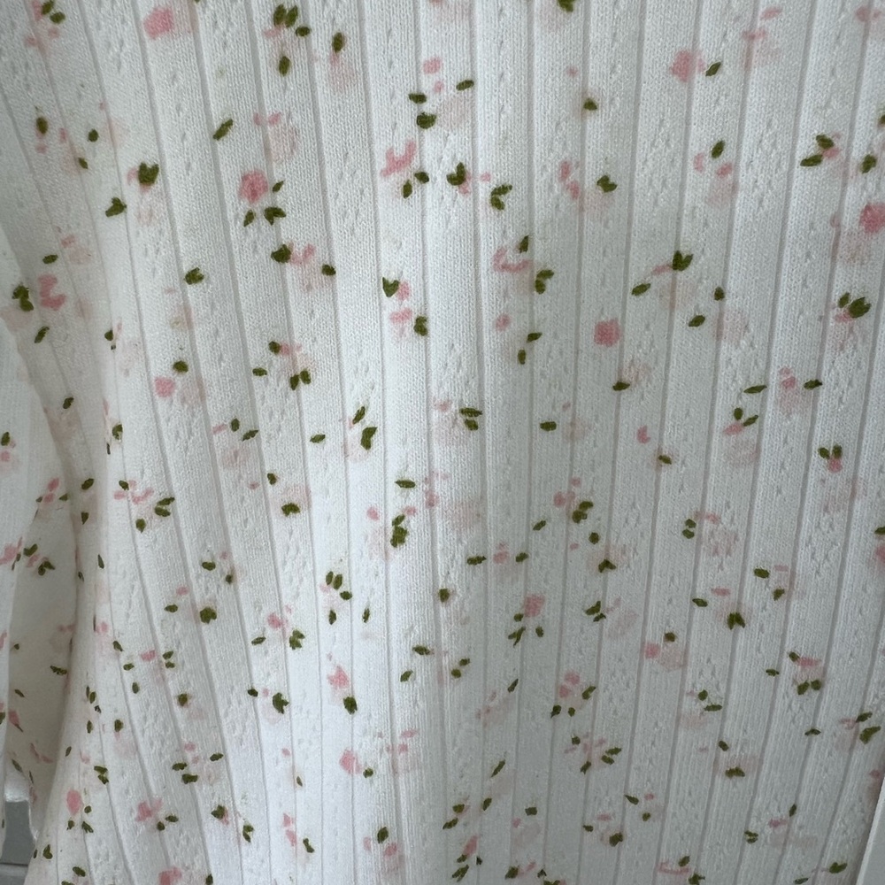 Pretty Garbage Floral Ribbed White Tee - Picture 3 of 6